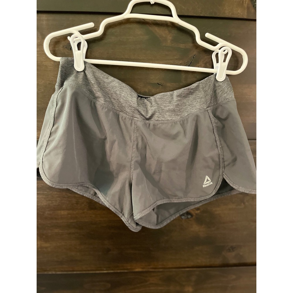 Reebok Womens Gray‎ Running Shorts Athletic Gym Workout Zip Pocket Large